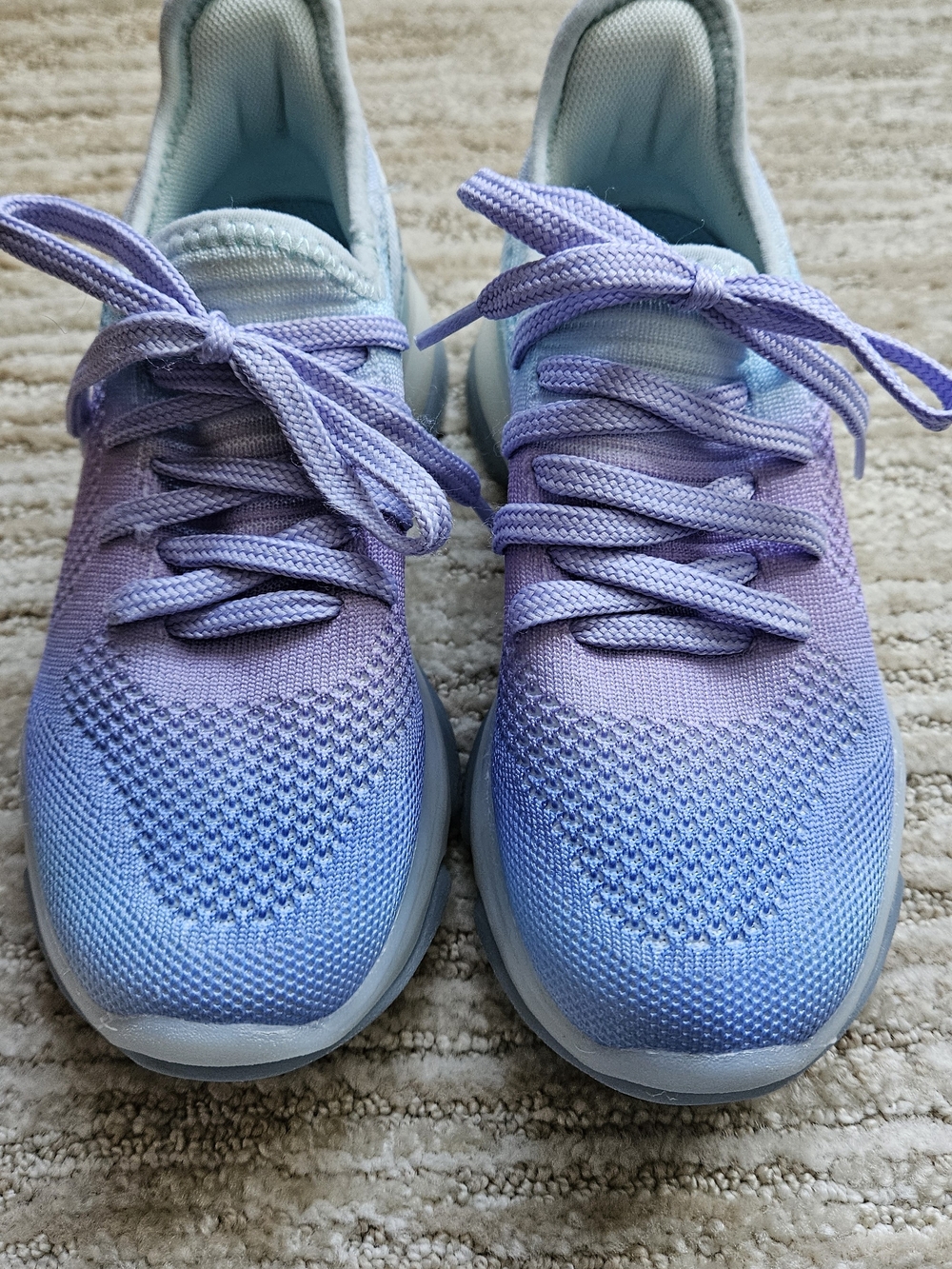 Dream Pairs Pastel Lavender and Light Blue Knit Kids Sneakers